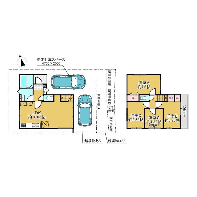 島本町広瀬二丁目2期２号地の間取り|広々とした間取りにつきご家族の人数が多い世帯にもぴったりのお住まいです。阪急京都線「大山崎」駅、JR京都線「山崎」駅まで徒歩約15分につき、通勤通学に便利です。