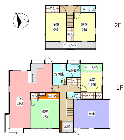 岩古曽貸家の間取り
