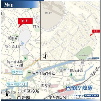 仲介手数料無料　横浜市旭区鶴ヶ峰本町２丁目の地図