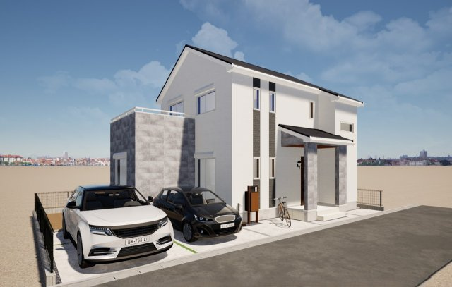 練馬区西大泉2丁目　穏やかな街並み　充実省エネ邸宅の外観パース