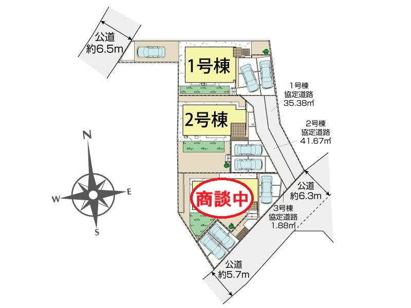 三島市谷田　新築戸建　全３棟　２号棟の区画図