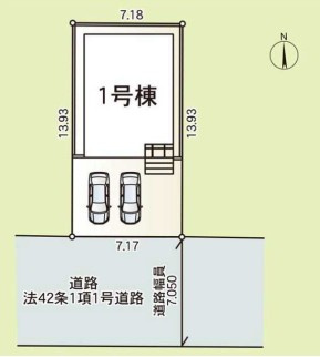 三郷市高州2丁目　新築戸建　全1棟の区画図|カースペース並列2台可能