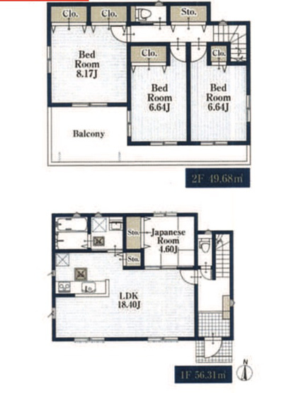 【間取り】 | 横浜市栄区野七里1丁目 新築戸建て【仲介手数料無料】カースペース2台 | １号棟　仲介手数料無料！お問合せ下さい/080-7058-7312 