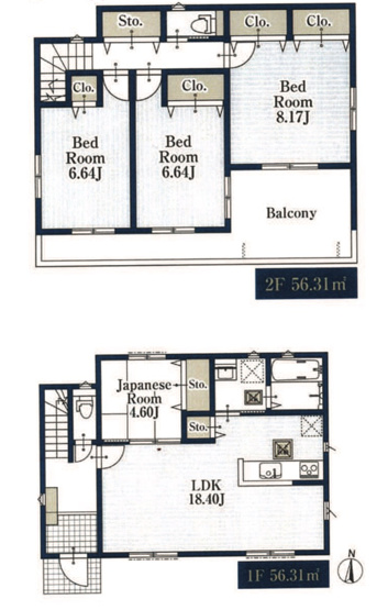 【間取り】 | 横浜市栄区野七里1丁目 新築戸建て【仲介手数料無料】カースペース2台 | ２号棟　仲介手数料無料！お問合せ下さい/080-7058-7312 