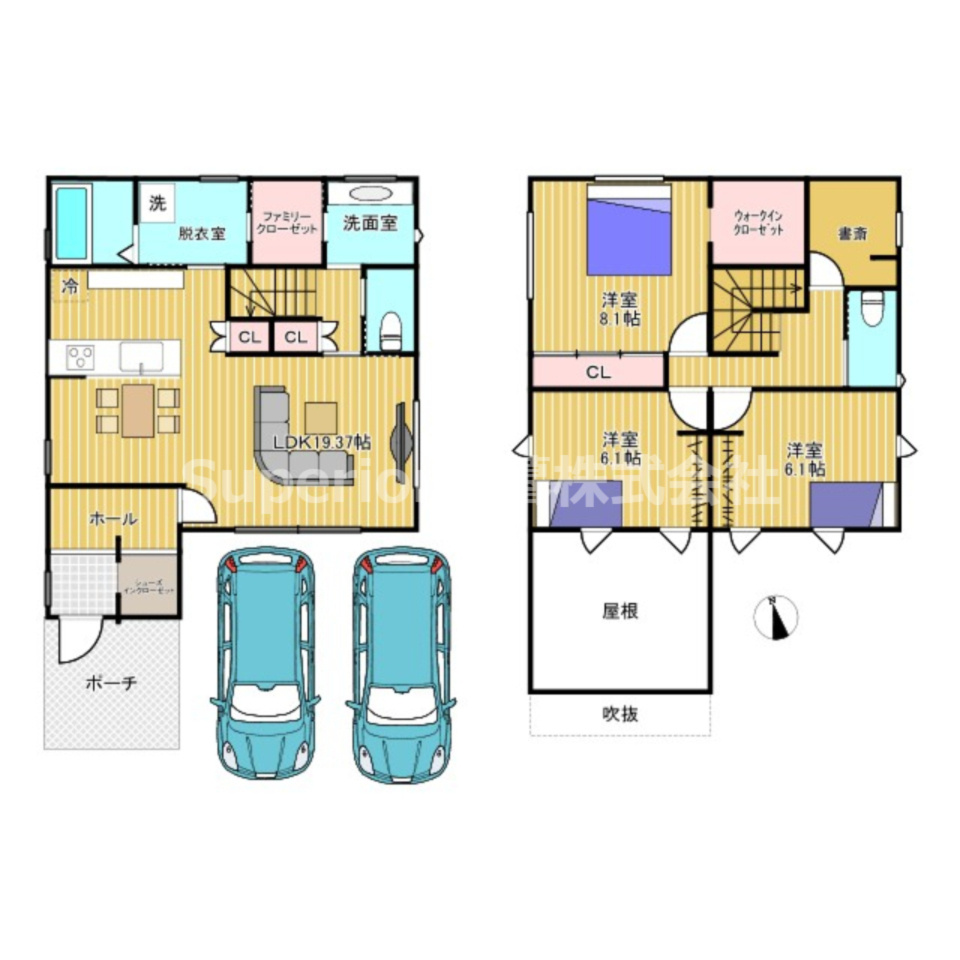 【新築戸建て】大津市尾花川の間取り