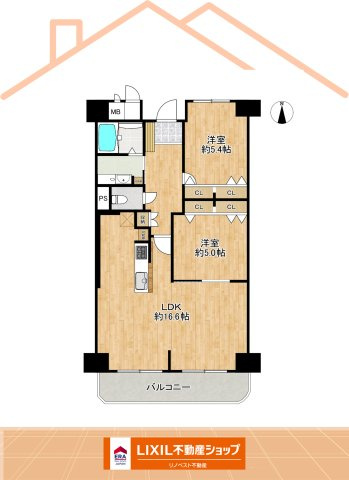 ハイマート若江2棟の居間・リビング|約16.6帖のLDKです。南向きのバルコニーに面しており採光がたっぷり入ってきます◎