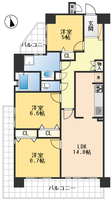 ハイム豊中・上野東の間取り