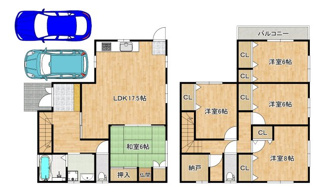 【間取り】 | 菱木１丁　中古一戸建 | 【広々５ＬＤＫ+Ｓ】ゆとりある間取りですよ！子供部屋や趣味のお部屋も作れますね♪