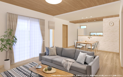 【完成予想図】 | 【LDK　イメージパース】
※画像は設計図面を基に作成したイメージです。