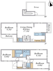 【参考プラン】 | LDK17帖以上+全居室6帖以上+屋上テラス付4LDKプラン（建物面積87.47平米、建物価格2252.8万円）