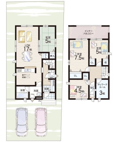 鈴鹿市鈴鹿ハイツ　第2期　新築一戸建ての間取り