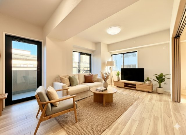 グラン・ドルーム相生の居間・リビング|リビングに家具を配置したイメージ画像です。