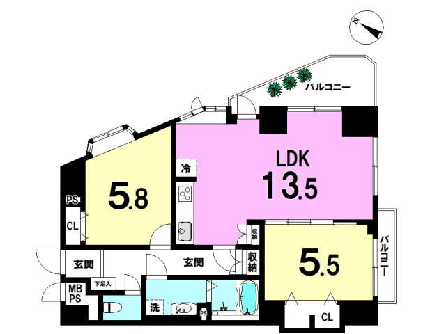 グラン・ドムール相生の間取り|２LDK