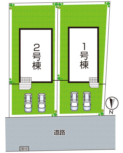 鈴鹿市鈴鹿ハイツ　第2期　新築一戸建ての区画図|全2区画