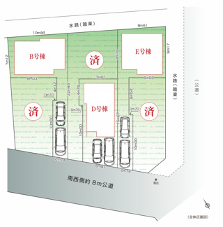 【区画図】 | 【仲介手数料無料！！】日野市東豊田４丁目　新築戸建て（全6棟）E号棟　4480万円