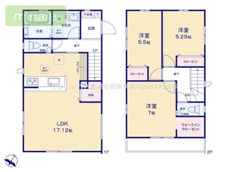 【間取り】 | 小学校6分　スーパー5分　ZEH水準の長期優良住宅　香取１　全3棟　2号棟 | 「17帖の開放的LDKで心地よい空間です」