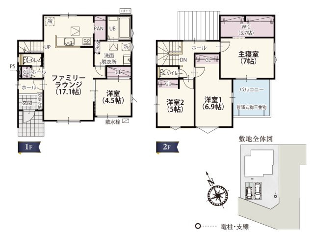 【間取り】 | リビングを通り2階へ行くので家族とのコミュニケーションも取りやすい！個室が多くあるので、家族一人ひとりの個室や、趣味の部屋などにも使える♪