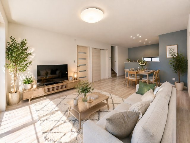 【居間・リビング】 | 【LDK　CG家具設置イメージ】
※画像に含まれる家具家電はCGで作成されたイメージです。実際の物件には付帯しません。