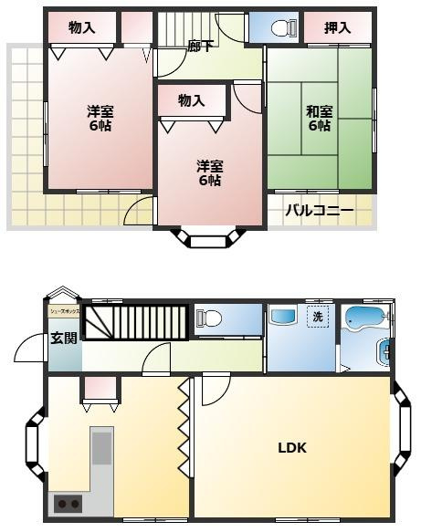 小松原町松久貸家の間取り