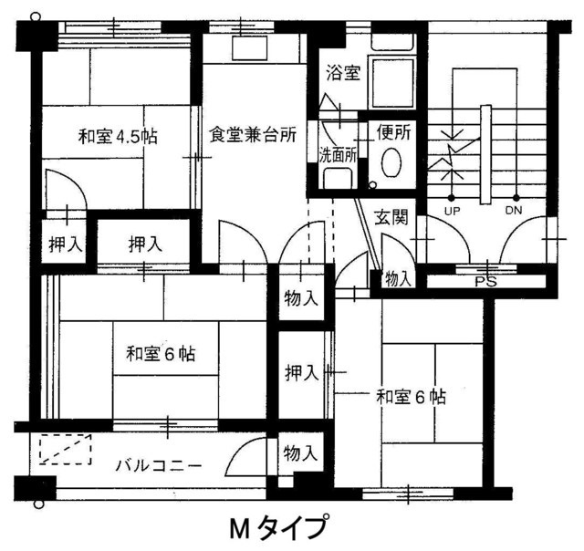 兵庫県公社　東垂水南（１）７Ｂ号棟の間取り