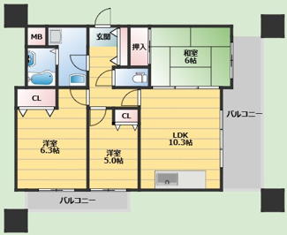 【間取り】 | サンメゾン吹田Ⅱ