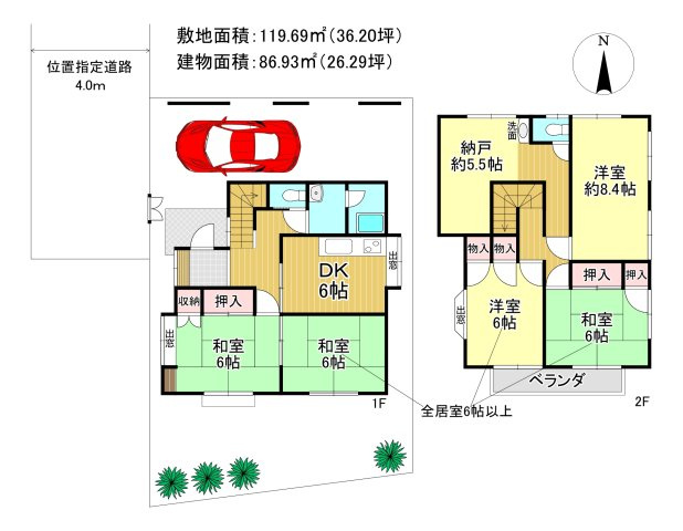 三郷市彦成2丁目　中古戸建の間取り|土地図です