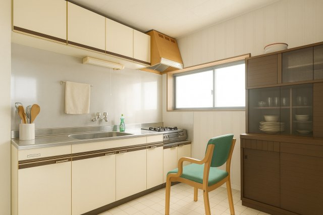 三郷市彦成2丁目　中古戸建のキッチン|キッチンです。※構造や間取はそのままにCG加工により空家を表現しています。