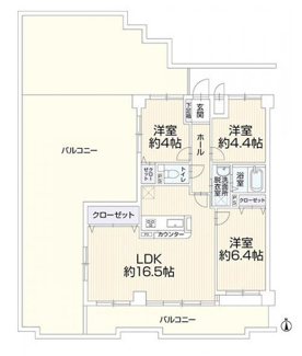 【間取り】 | セザール第二細畑8階！最上階角部屋！78.17㎡のルーフバルコニー♪眺望・日当り良好です♪ | セザール第二細畑8階！最上階角部屋！78.17㎡のルーフバルコニー♪眺望・日当り良好です♪