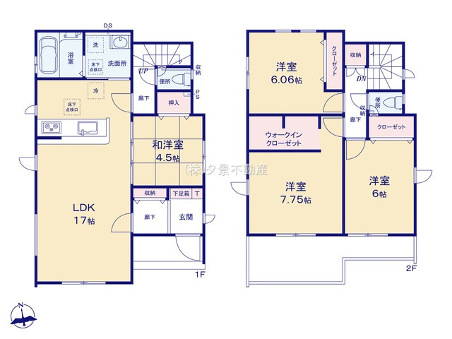 【間取り】 | 《仲介手数料無料》久喜市青葉３丁目5-5(1号棟)新築一戸建てグラファーレ