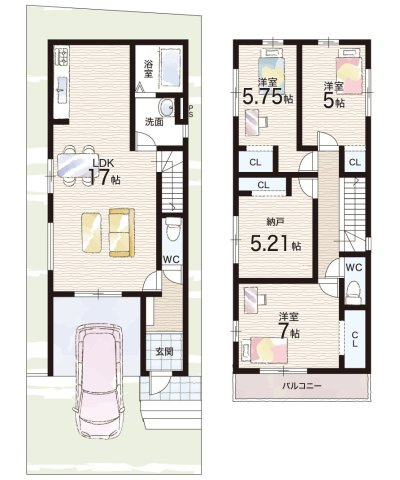 交野市私部　第2期　新築一戸建ての間取り