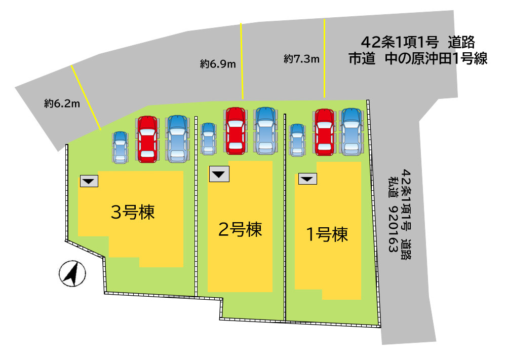 北九州市八幡西区中の原3丁目3期1号棟の区画図