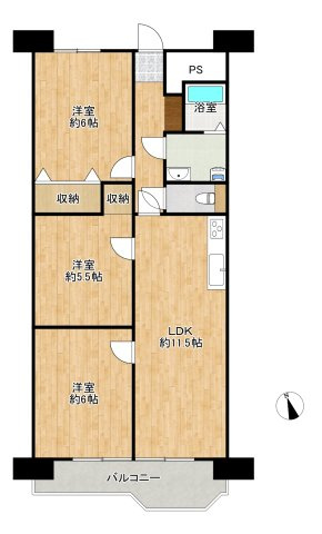 向陽台サニーハイツの間取り