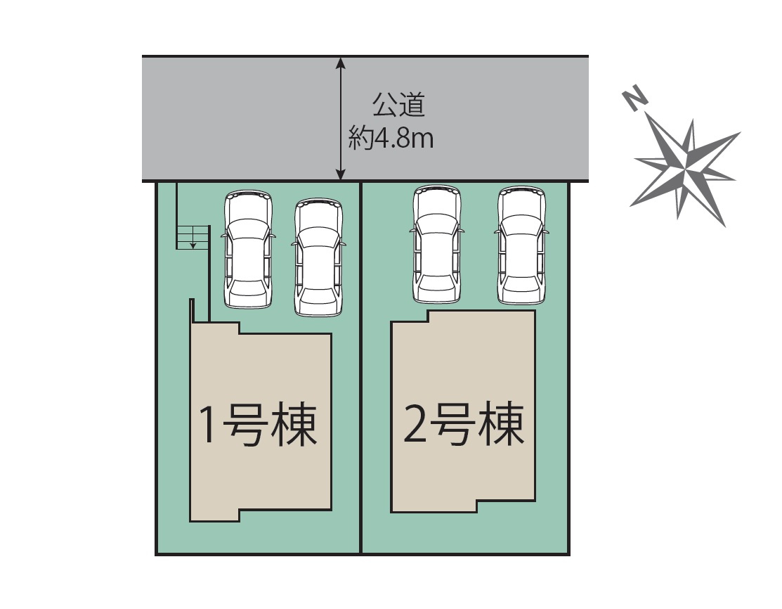 福岡市東区高美台3丁目第2-2棟（1号棟）の区画図|配置図（1号棟）