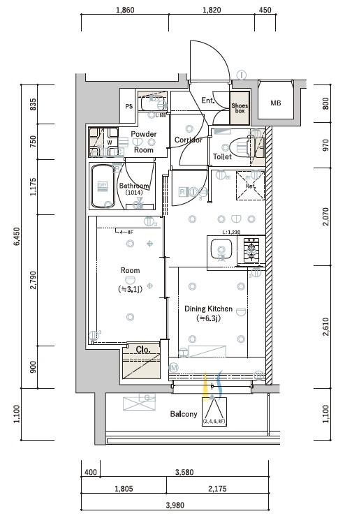 SYFORME SUMIYOSHI Ⅲの間取り|Btype