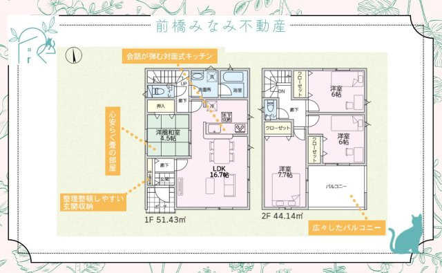 前橋市茂木町第５　１号棟(全２棟)　クレイドルガーデン　新築建売分譲の区画図