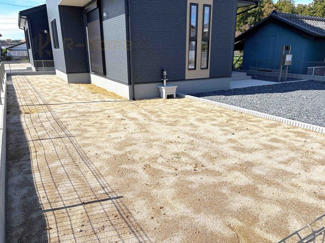 常陸太田市馬場町3期　新築戸建て　1号棟の庭|お家時間を満喫できる日当たりの良いお庭！立水栓付きで洗車や水やりもラクラク♪