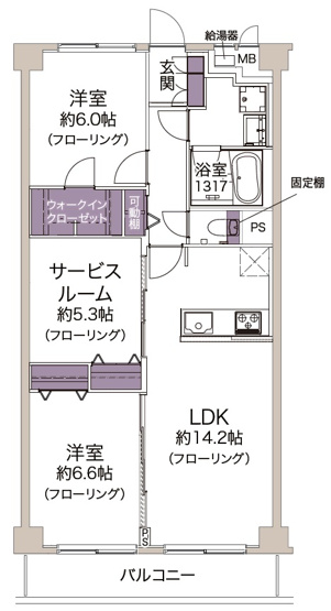 【間取り】 | 新大阪グランドハイツ2号棟 | 南向き・令和７年１０月室内改装済