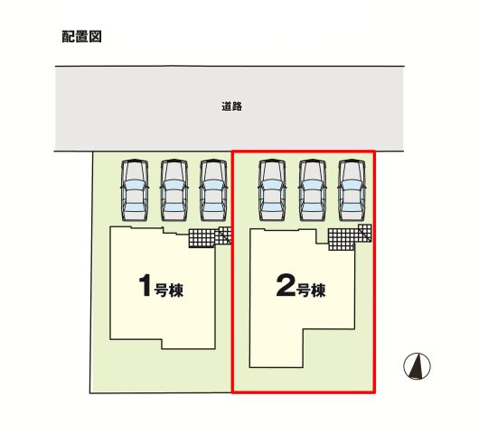郡山市安積町笹川字北向　　  2号棟　　安積第3小学校、安積第2中学区　の区画図