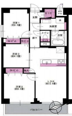 目白ガーデニアの間取り|3LDK、専有面積59.70㎡、LDK12.0帖