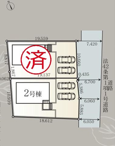 高萩市高浜町第2　新築戸建　2号棟の区画図