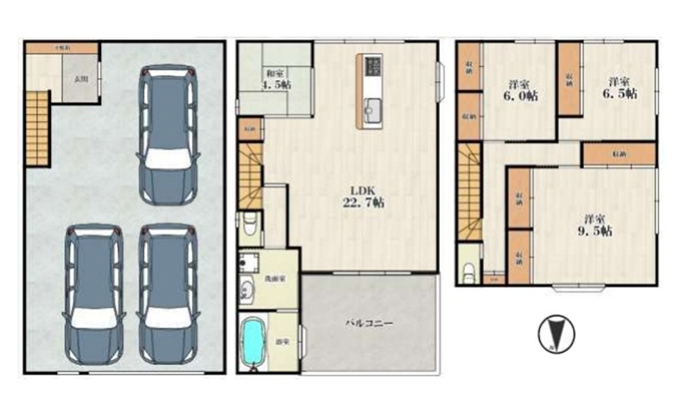 旭区新森　中古戸建の間取り