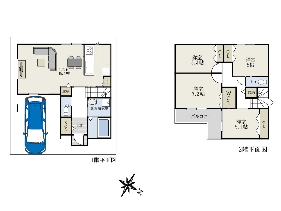 豊中市夕日丘3丁目　土地の参考プラン|建物プラン例建物価格2500万円、建物面積106.25m2 
