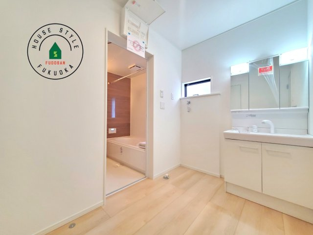 大野城市乙金3丁目第3-１棟（1号棟）の内観：施工例|脱衣所、洗面所は小さなプライベートスペース。歯磨き、洗顔と毎日施す個人空間。