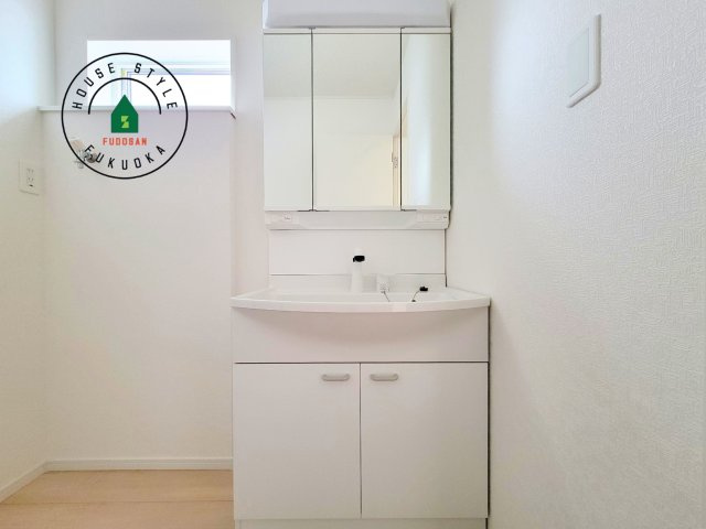 大野城市乙金3丁目第3-１棟（1号棟）の内観：施工例|洗面所は小さなプライベートスペース。歯磨き、洗顔と毎日施す個人空間。