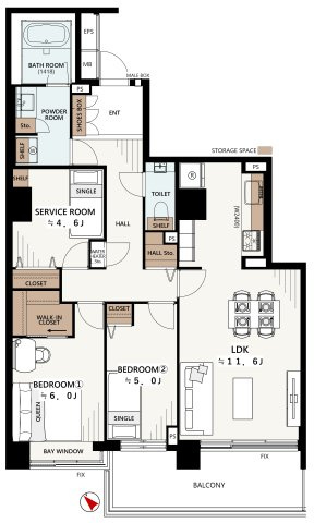 【間取り】 | 新百合ヶ丘パークハウス | ２SLDK/82.99㎡