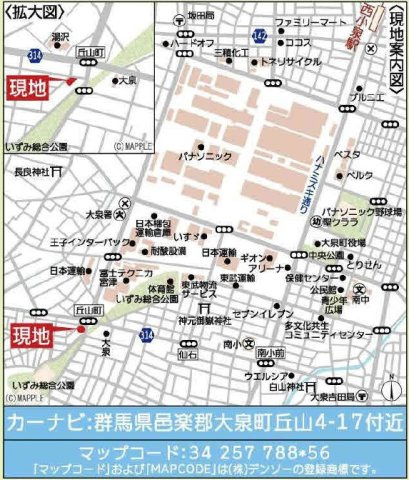 新築戸建・新築建売　大泉町丘山第3　南小・南中の地図