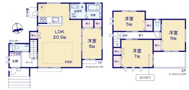 戸塚区南舞岡1丁目　新築戸建ての間取り