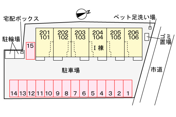 ラフレシールⅡの区画図|駐車場