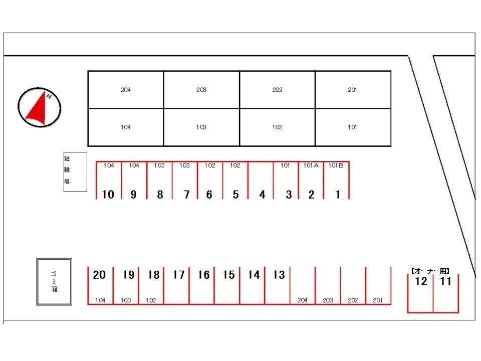 カーサプロントの区画図|駐車場