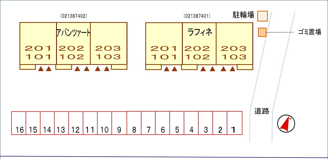 アバンツァートの区画図|駐車場